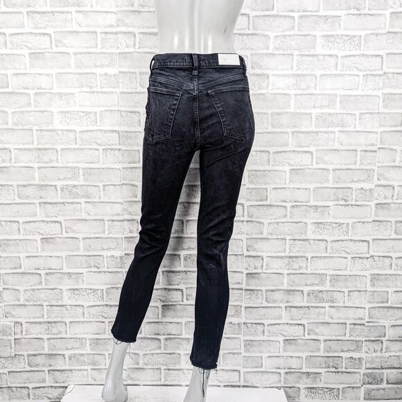 RE/DONE Women's High Rise Raw Ankle crop Denim Jeans washed black sz 27 - Picture 3 of 12
